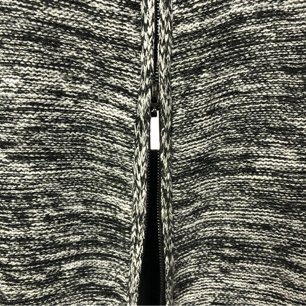 Elan Black & White Speck Zip Back Long Sleeve Knit Sweater M